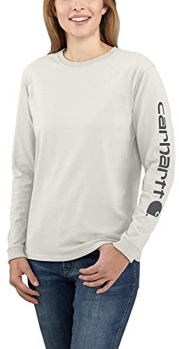 Carhartt Men's Loose Fit Heavyweight Long Logo Sleeve Graphic T-Shirt K231 Workwear Regular Sizes, Malt, XXL