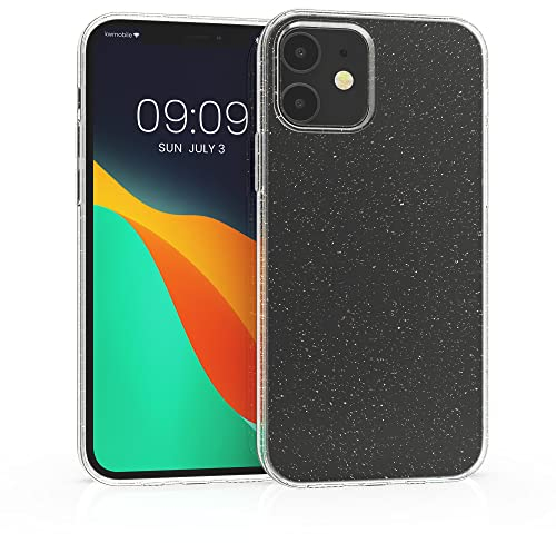 kwmobile Hülle kompatibel mit Apple iPhone 12 / iPhone 12 Pro - Handyhülle - Handy Case Glitzer Uni Transparent