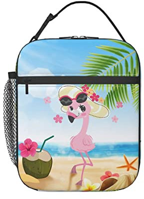KUOAICY Sac à déjeuner isotherme réutilisable en forme de flamant rose pour filles, femmes, travail, bureau, plage, pique-nique, voyage