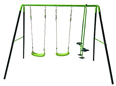 | MASGAMES | Columpio metálico | Anclajes para Suelo de Arena o césped incluidos | Uso doméstico | (GINGO Asientos Planos)