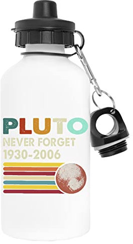Enigmae Never Forget Pluto Retro Vintage Weiß Wasserflasche Aluminium Sports Reise Draussen White Water Bottle Travel Outdoor
