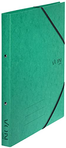 VON Leitz Ringbuch A4, Karton, Mit 2 Ringen und Gummibandverschluss, 25 mm Rückenbreite, Für 140 Blatt, Ringmechanik, Für Schule, Studium & Zuhause, 5 Stück, Grün, 30120055