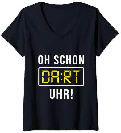 Damen Oh Schon Dart Uhr lustiges Dart Spieler Geschenk T-Shirt mit V-Ausschnitt