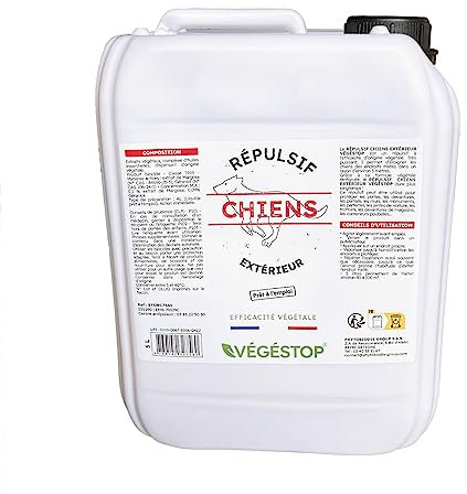 VEGESTOP Répulsif Chiens - Spécial extérieur - 5 L - Dissuasif, déshabituant - Anti-Urine, grattage, excréments, Destruction