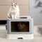 Arenero Gatos Grande - Arenero Autolimpiable para Gatos, Bandeja de Arena - Pala Incluida, Arenero Gatos Cubierto, Cat Litter Box. (Gris)