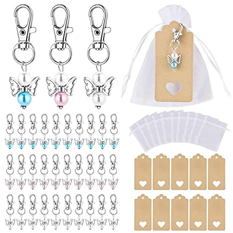 30 Stück Schutzengel Anhänger, Gastgeschenke Hochzeit Schutzengel, Engel Schlüsselanhänger, Mini Engels Schlüsselanhänger, für Gäste, Kommunion Konfirmation Geschenk Tischdeko Mitbringsel