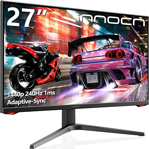 INNOCN 27G1S Écran PC Gaming 27 Pouces QHD 2560x1440, VA, 240Hz, 1ms, HDR 10, DCI-P3 89%, AMD FreeSync, HDMI2.1, DP1.4, réglable en Hauteur pour PC, Mac, Xbox