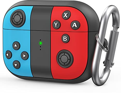 TRONWIN Silikon Airpods Pro Hülle Schutzhüllen Skin Gamepad Design für Airpods Pro 2019 [Unterstützt kabelloses Laden] kompatibel mit Apple Airpods Pro1st Generation (Blau & Rot)