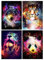 SHEGZHUC Diamond Painting Lot de 4 Animaux 30x40 cm Peinture Diamant Tigre dans l'univers Peinture par Numéros Loup Diamond Painting Lion Tableau Perle Panda dans l'univers Peinture en Perles Enfants