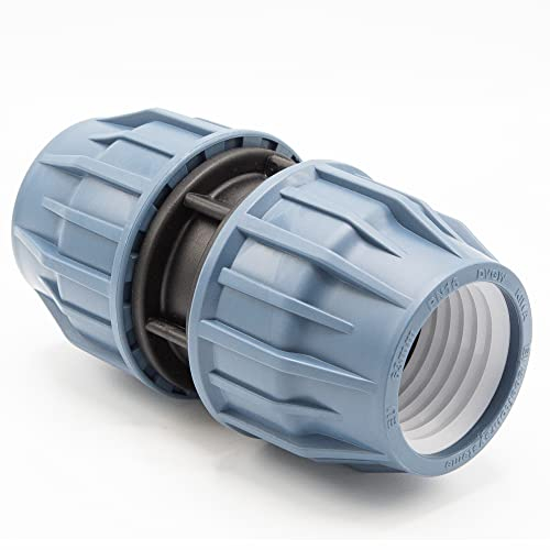 PP Kupplung I Durchgangsmuffe l 63 mm I Klemmverbinder mit 2 Anschlüssen I Klemmverschraubung I Klebe- Flexschlauchverbinder I Pool-Zubehör I Garten-Bewässerung I Druckleitung I bm306