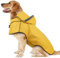 Regenjacke Hund mit Kapuze, Wasserdicht Hunderegenmantel mit Reflektierenden Streifen, Verstellbar Regenmantel Hund, Ultraleicht für große mittlere kleine Hund für Spaziergänge, zum Spielen (M | Gelb)