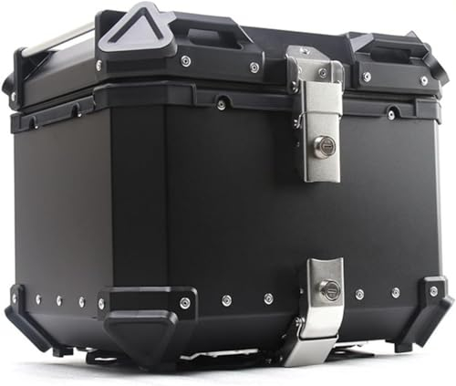 HESHS Top Case Motorcycle 28L 36L 45L 55L 65L 80L 100L Motorradkoffer Alu Heckkoffer Für Quad Oder Motorrad Mit Installieren Platte Wasserdicht,Schwarz,55L