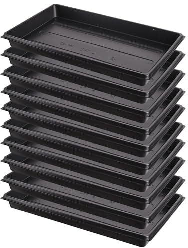 Pullmer Lot de 10 bacs de serre 52,5 x 31,5 x 5 cm - En plastique - Bac de transport - Sans trous de fond - Idéal pour les plantes, la culture, le jardin
