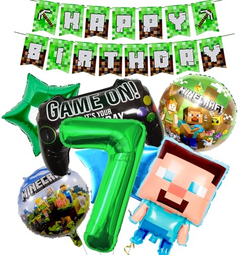 Decoraciones de cumpleaños de 8º Minecraft, globos de feliz cumpleaños, globos de aluminio de Minecraft para niños, suministros de fiesta de cumpleaños, suministros de fiesta temática de juegos (7)