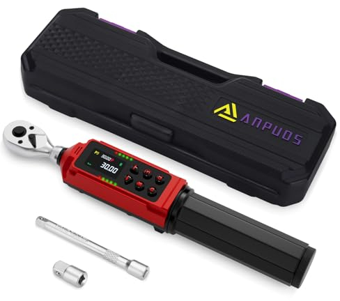 ANPUDS Chiave Dinamometrica Digitale 1/4 Pollici, 0.45-30 Nm Chiave Dinamometrica,±1% Precisione con Maniglia Vibrante, Cicalino e LED, Chiave Dinamometrica Elettronica, per Bicicletta e Moto