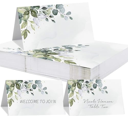 100 Stück Hochzeit Tischkarten,BetterJonny Namenskarten zum Beschriften Hochzeit Tischkarten mit Elegantes Design Tischdekoration Platzkarten für Hochzeit Konfirmation Kommunion Taufe Feier(90*100mm)