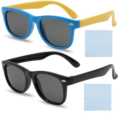 ZYKORT Gafas de Sol Polarizadas para Niños y Niñas - Montura de Silicona, UV400 Protección, 2 Piezas - Para 3 a 12 Años