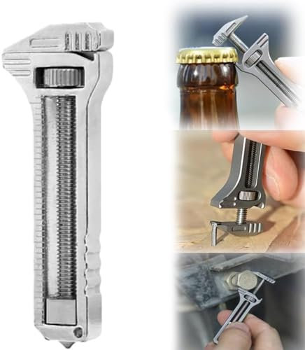 Calkrer Clé à molette multifonction, décapsuleur, clé compacte, extracteur de clous, pour réparation, randonnée, camping.