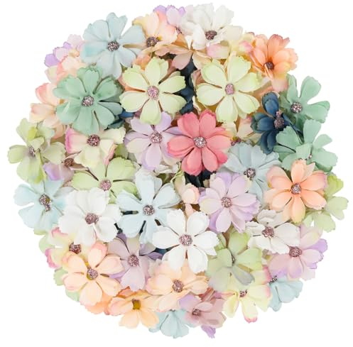 JVBAJV 60 Stück Künstliche Blumen, Kunstblumen zum Basteln, Kunstblumen Blumenköpfe Bunt, Romantische Kleine Blumenköpfe Deko für Basteln Scrapbooking Hochzeit Party Home Deko