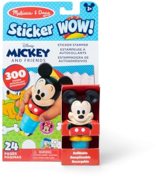 Melissa & Doug Sticker Wow 24-seitiger Aktivitätspad und Stickerstempel, 300 Aufkleber, Kunst und Handwerk Fidget Toy Sammelfigur - Disney Mickey Mouse