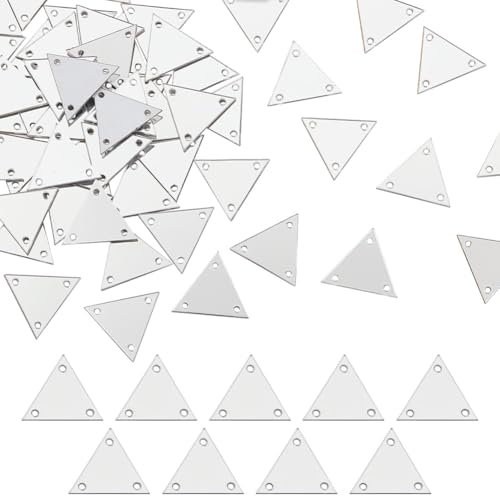 AHANDMAKER 100 Stück Zum Aufnähen Silberne Spiegel Strasssteine Dreieck Acryl Zum Aufnähen Verspiegelte Strasssteine Perlen Spiegel Pailletten Zum Basteln Kleider Brautdekoration