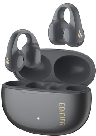 Edifier R1 Open-ear True Wireless Earbuds, Bluetooth 5.4 Clip-On Headphones, AI Clear Calls, Left/Right Interchangeable, 28H Playtime, Fast Charging, Multipoint Connection, App Control, IP56, Gray
