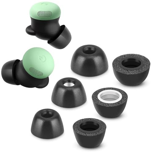 Memory Foam tip for New Google Pixel Buds Pro 2, No Silicone Ear tip, Anti-Slip Replacement, Fit in Charging Case, Reducing Noise, 3 Pairs (Mixed Sizes S/M/L, Black)