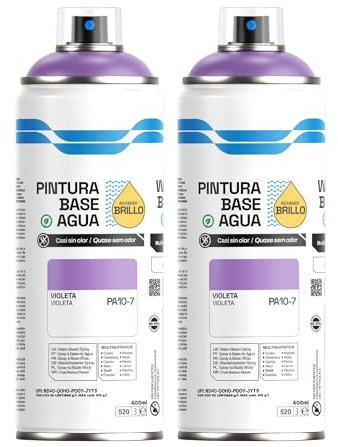 H HANSEL HOME Pintura Spray Base Agua 400ml - Para Muebles, Metal, Plástico y Madera - Ecológica y Sin Olor, Colores Duraderos - Violeta, 2 unidades
