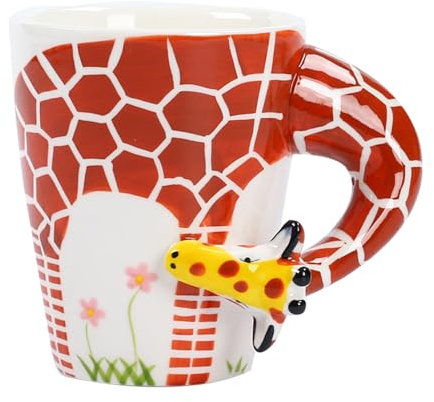 3D Animal Mug Giraffe Cow Mug Funny Animal Mug Gift Ceramic Mug with Large Capacity Suitable for Birthdays Weddings Christmas Gifts (Giraffe)