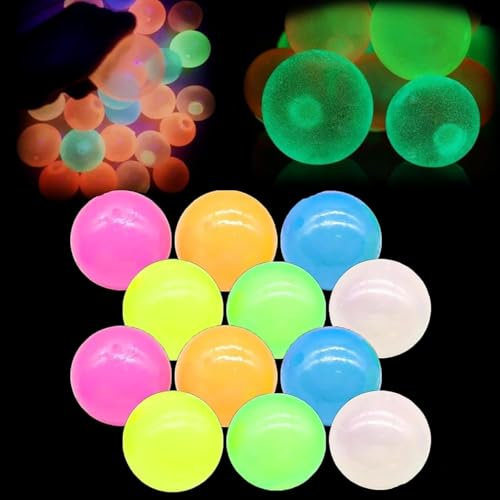 Sticky Ceiling Balls, Bounce Back to You, Glow in The Dark Sticky Balls That Stick to The Ceiling, Stress Balls for Kids and Adults, Dream Balls Glow in The Dark (12pcs)