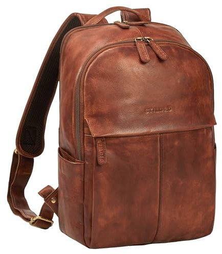 STILORD Marino Stylisher Echt-Leder Rucksack für Damen und Herren Mittel-Groß - Studenten Rucksack mit Laptop-Fach für 13-14 Zoll - Ideal als eleganter Cityrucksack Farbe:Brandy - Cognac