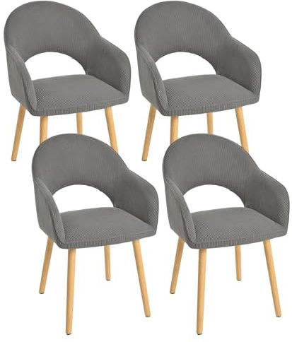 Goeurvant Esszimmerstühle 4er Set Holzbeine mit Armlehne Polsterstuhl Armlehnenstuhl Küchenstühle Stühle Esszimmer Wohnzimmerstuhl für Esszimmer Küche,Grau
