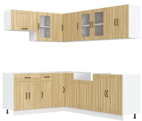 vidaXL 11-TLG. Küchenschrank-Set Lucca Sonoma-Eiche Holzwerkstoff, Küchenzeile Einbauküche, Schrank-Set, Unterschrank, Küchenschrank, Hängeschrank