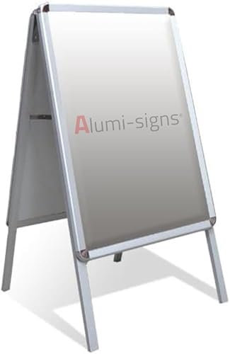 Alumi-Signs Premium A1 A-Board Pavement Sign | Double-Sided Snap Frame Display Board for Posters | Waterproof Outdoor Advertising Sign for Cafes, Shops, Restaurants & Events | Durable Aluminum Frame