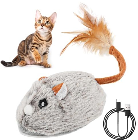 JOPHEK Jouet pour Chat Souris Électrique, Jouet Souris Automatique Rechargeable avec Souris à Détection Intelligente USB Rechargeable Jouets Chaton Souris Telecommande pour Chat