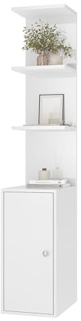 SONNI Bücherschrank, Bücherregal mit 3 Fächern, Schrank, Weiß, 30x40x160cm | Hohes Bücherregal, Standregal, Regal, Hochregal für CDs, Filme & Make-up, frei stehend für Wohnzimmer, Büro, Schlafzimmer