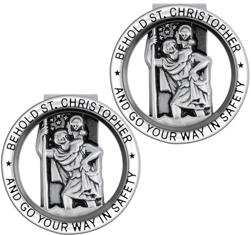 HJZHII Lot de 2 clips pour médailles de visière de Saint-Christophe - Clips religieux automobiles - Clip de sécurité pour nouveau conducteur, bébé, conducteur, famille, ami