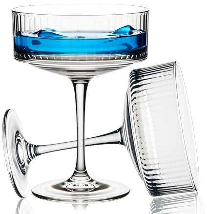 Srgeilzati 8 StückGerippte Coupé-Gläser | Martini-Gläser | Vintage-Cocktailgläser 30 cl