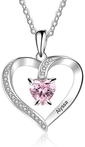 jewelora Personalisierte Damen Kette mit 2 Namen 925er Sterlingsilber Anhänger in Herzform Geschenk für Damen, Mütter, Ehefrauen, Freundinnen (1 stone)