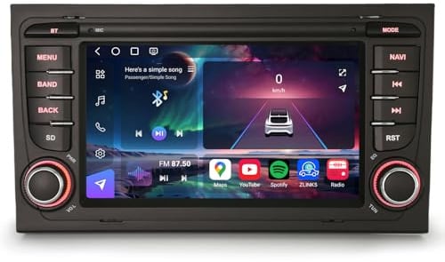 Erisin Qualcomm 8GB+128GB 8-Kern Android 16 Autoradio Bluetooth GPS Navi für Audi A4 S4 RS4 8E 8F B9 B7 RNS-E Seat Exeo, 7 Zoll IPS 2Din Radio Unterstützt CarPlay Android Auto DAB+ WiFi 4G DSP Canbus