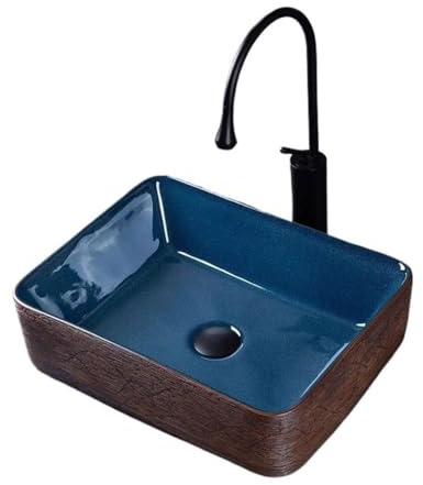 Waschbecken Aufsatzwaschbecken, kreatives Retro-Waschbecken, künstlerisches quadratisches Einzelwaschbecken, Unterbau Badezimmerausstattung(A)