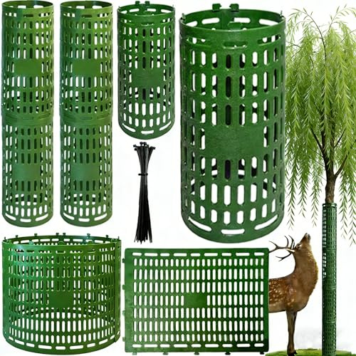 10PCS Plant and Tree Trunk Protector Guard,Garden Protection Tree Wraps Cages with Zip Ties,Expandable Plastic Protectors Tube from Trimmers,Mowers,Nursery Mesh Bark Protector for Saplings,Shrubs