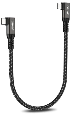 OTraki Câble USB C Coudé 90 Degrés Charge Rapide 5A,Câble Usb C Vers Usb C 0.2m Nylon Tressé, Câble Usb C Chargeur Type C Charge Rapide Pour Smartphone, Tablette, Notebook, Appareil Photo