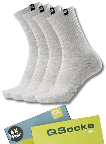 QOLONIA Tennissocken Damen & Herren 35-46 – Gepolsterte Sportsocken aus 100% Baumwolle, Atmungsaktiv & Strapazierfähig – Schwarze & Weiße Sport Socken für Tennis, Running, Fitness & Alltag/QSOCKS