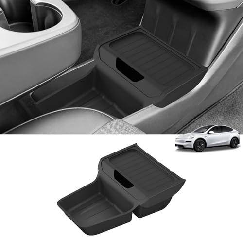 For Tesla Model Y Juniper 2026 2025 Center Console Organizer, TPE Lower Storage Insert Tray, Anti-Slip Interior Storage Box for Model Y Juniper Standard Version
