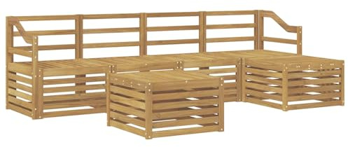 vidaXL Outdoor-Sofagarnitur 6 pcs Weiß Massivholz Akazie, Gartenmöbel, modernes Outdoor-Sofa, modulares Set, Lounge für die Terrasse, bequem entspannen