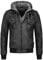 Indicode Herren Aaron Lederjacke mit abnehmbarer Kapuze | Kunstlederjacke Übergangsjacke Black L