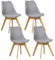 WOLTU Esszimmerstühle 4er Set, Skandinavische Küchenstühle Retro Design, Sitzfläche aus Kunstleder, mit Massivholz Beinen, bis 150 kg belastbar, Grau
