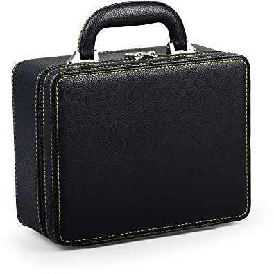 Oirlv Schwarze Luxus-Leder-Reise-Schmuckschatulle, Schmuckaufbewahrung, Schmuckkoffer für Damen und Herren