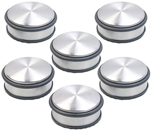 infactory Türfesthalter: 6er-Set Edelstahl-Türstopper mit Gummiring & Anti-Rutsch-Unterseite (Türstopper Boden, Bodentürpuffer, Kindersicherung)
